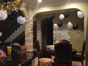 Before it was party ready, view from the kitchen. 