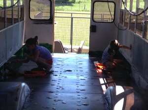 Starting the crack and lower wall painting.