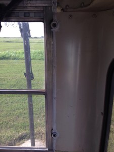 Don't forget the last and first windows on the edges! We also ran out of the white polyurethane and finished up with the regular polyurethane by loc tite, the stuff we used on the bolt holes on the floor.